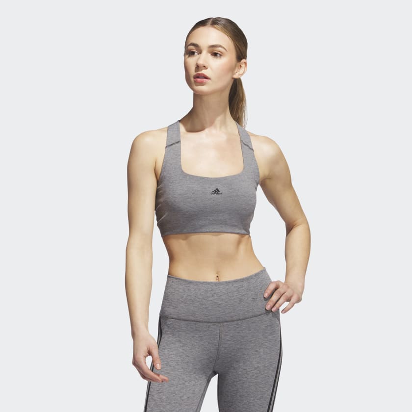 Buy Adidas women brand logo padded sports bra grey combo Online
