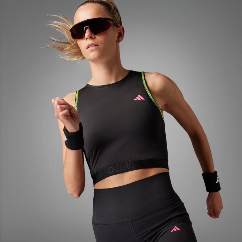 adidas Adizero Running Crop Tank Top - Black | Women's Running | adidas