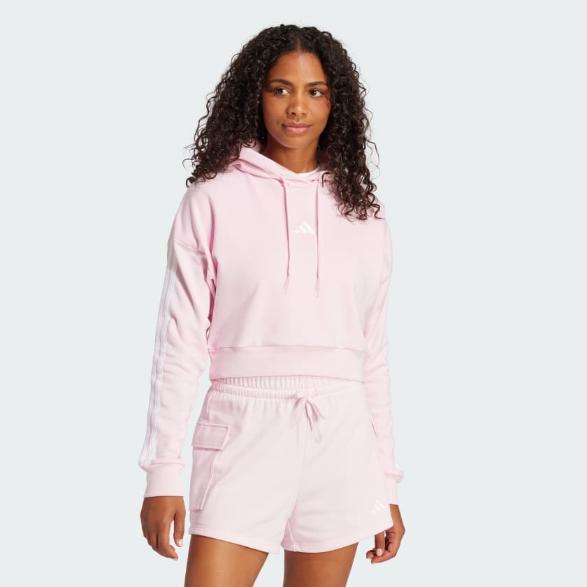 Adidas women's cropped french terry hoodie best sale