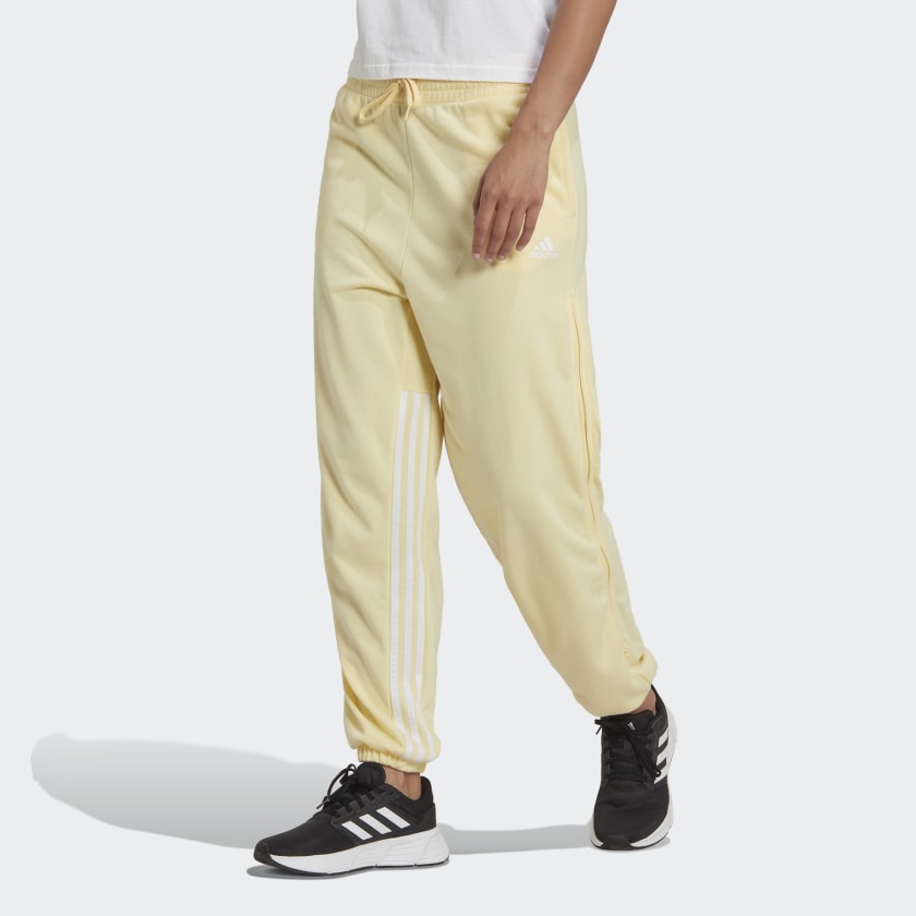 adidas Hyperglam 3-Stripes Oversized Cuffed Joggers with Side Zippers -  Yellow