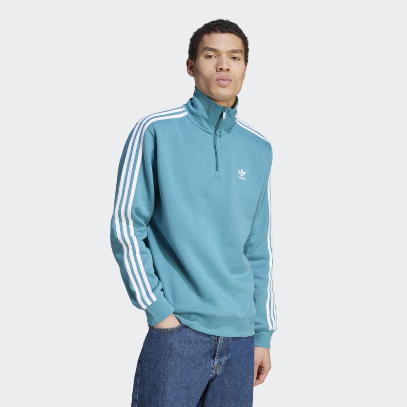 adidas Adicolor Classics 3-Stripes Half-Zip Sweatshirt - Turquoise | adidas