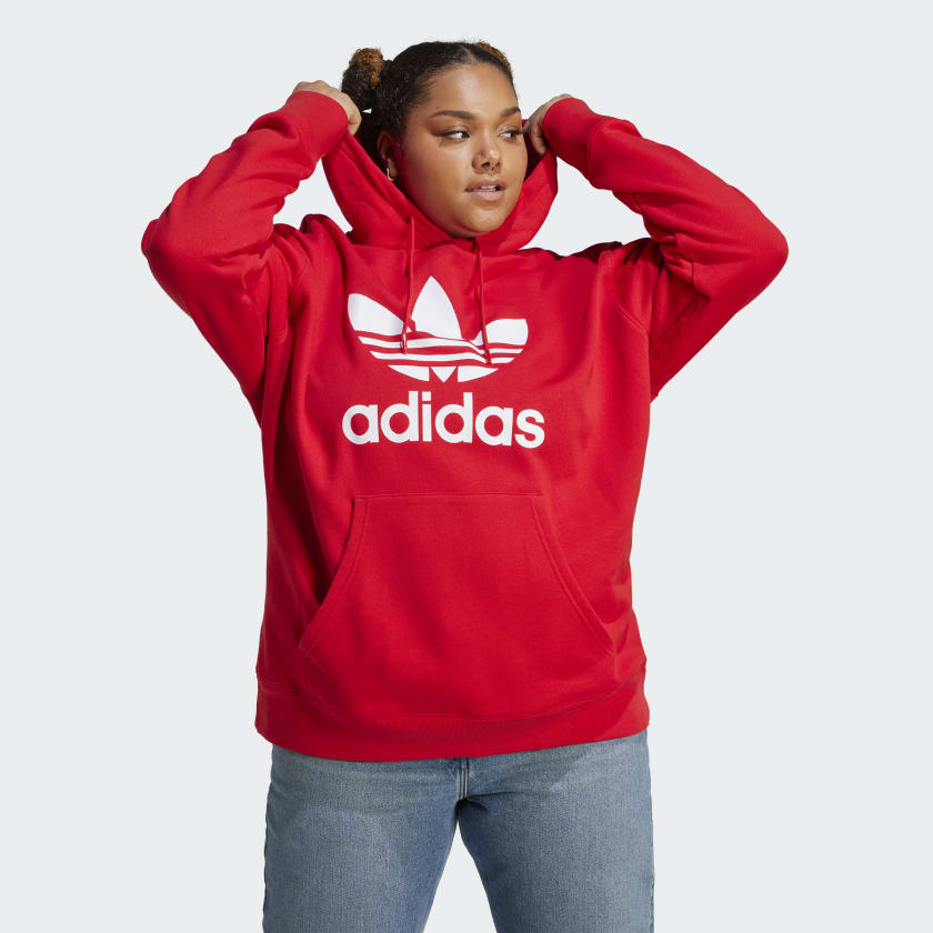 adidas Trefoil Hoodie (Plus Size) - Red | Women\'s Lifestyle | adidas US