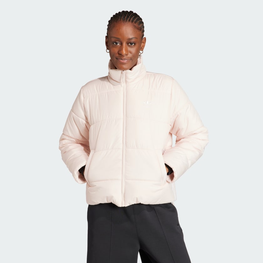 Pink adidas puffer jacket store