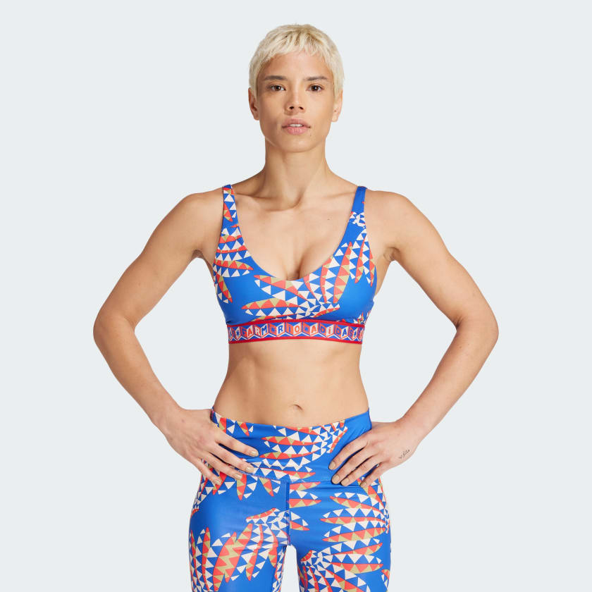 adidas x FARM Rio Medium-Support Bra - Blue | Women's Yoga | adidas US