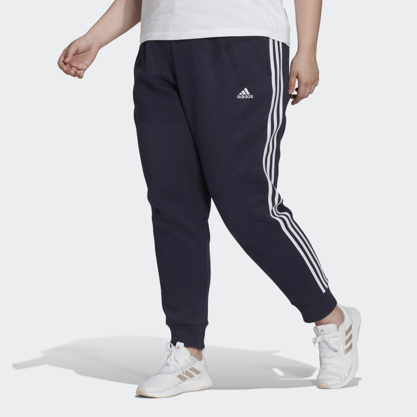 Essentials 3-Stripes Fleece Pants (Plus Size) Blue | Women's Training adidas