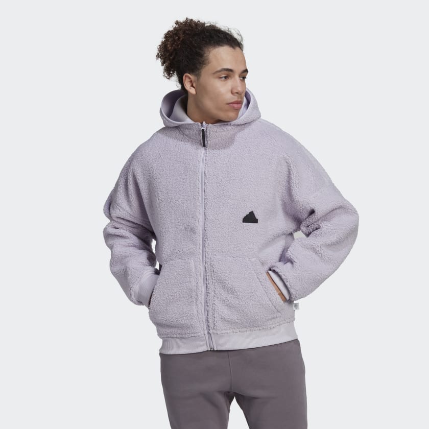 INFLATION Plain Zip Up Hoodies Men Winter Thick Polar Fleece