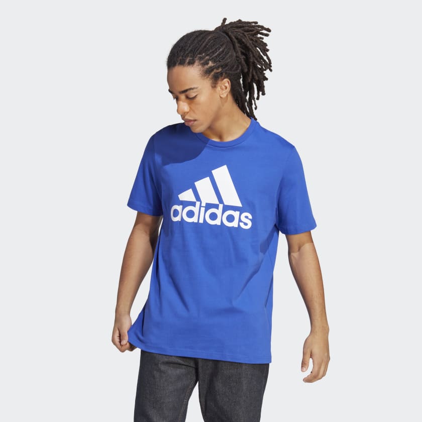 adidas Essentials Single Jersey Big Logo Tee - Blue | Men's Lifestyle ...
