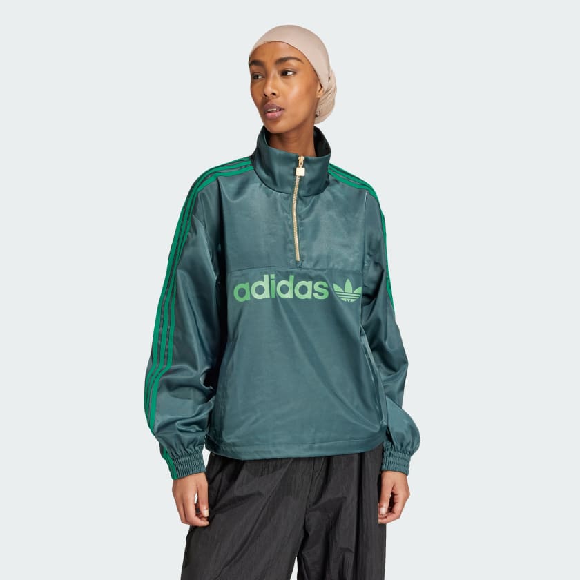 adidas Satin Windbreaker Green adidas New Zealand