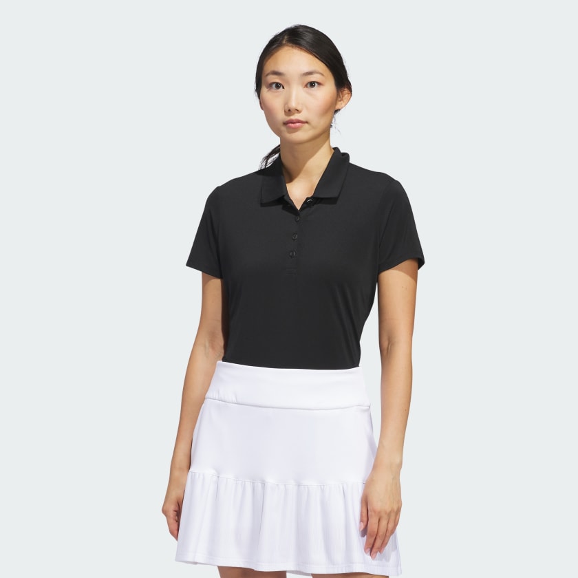 adidas Ultimate365 Solid Short Sleeve Polo Shirt - Black | Women's Golf ...
