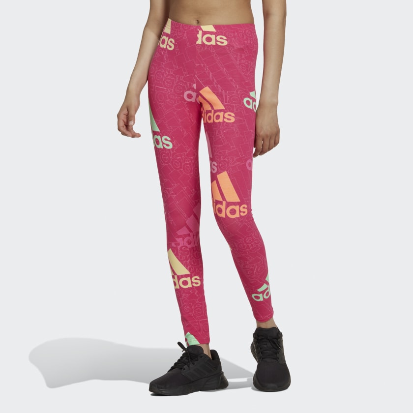 adidas Essentials Multi-Colored Logo Leggings - Pink | adidas UK