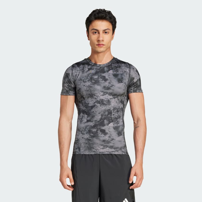 adidas Techfit Training Allover Print Tee Black Free Shipping with adiClub adidas US
