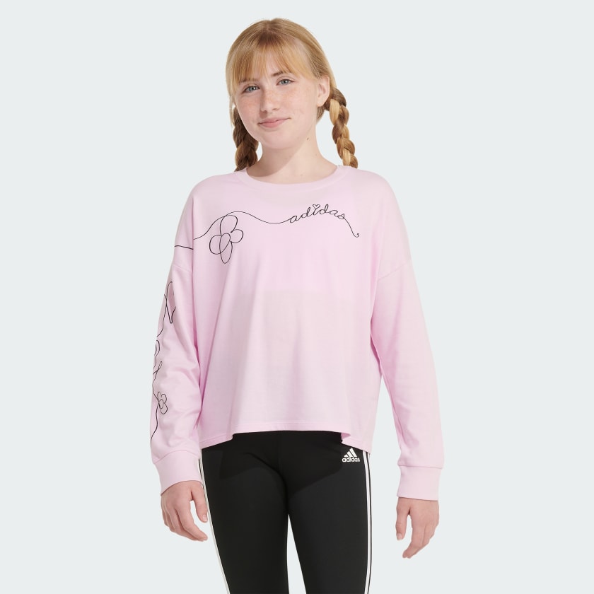 adidas Long Sleeve Waist Crew Tee Purple Kids Training adidas US
