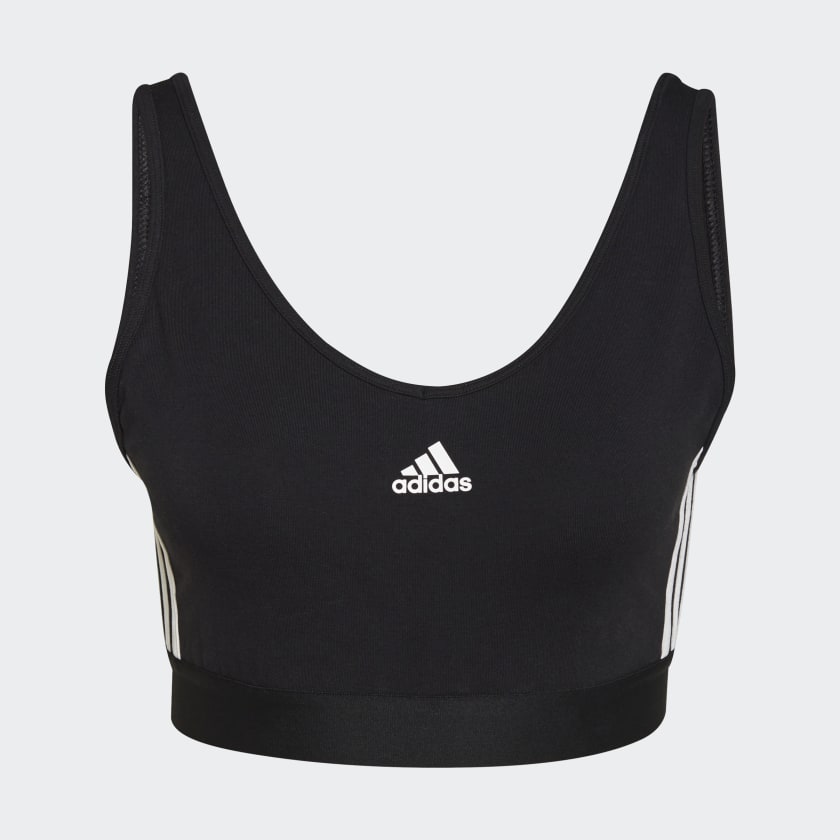 adidas Essentials 3-Stripes Crop Top With Removable Pads - Black ...