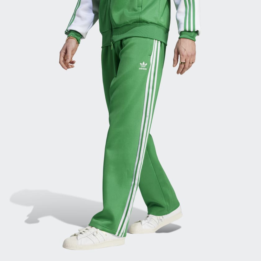 adidas Satin Wide Leg Track Pants - Green