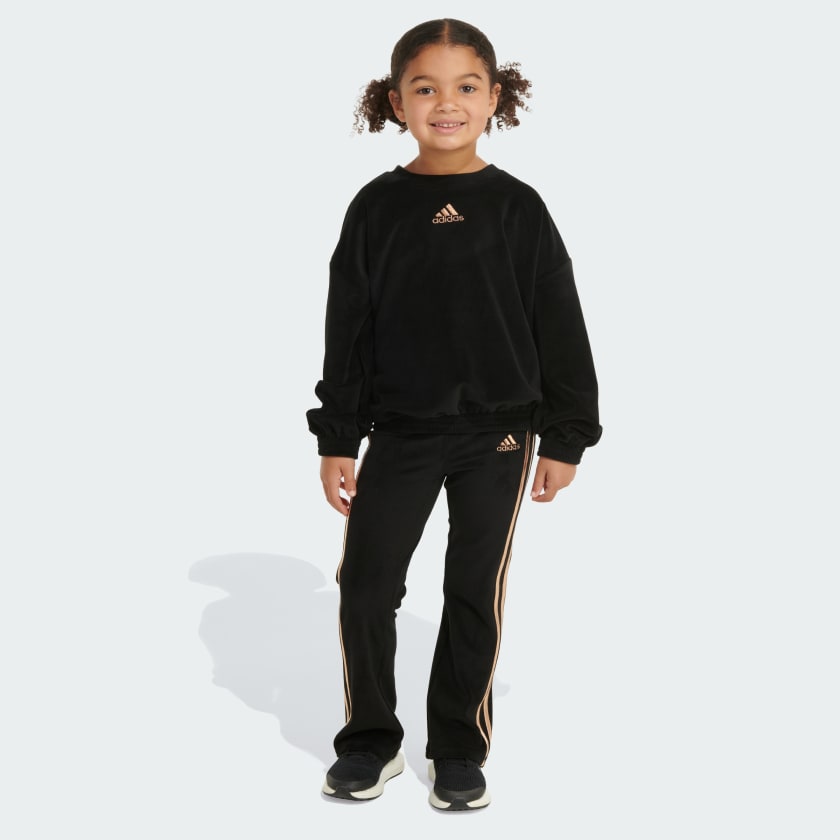 adidas Two-Piece Crewneck Velour Set - Black | Kids' Training | adidas US