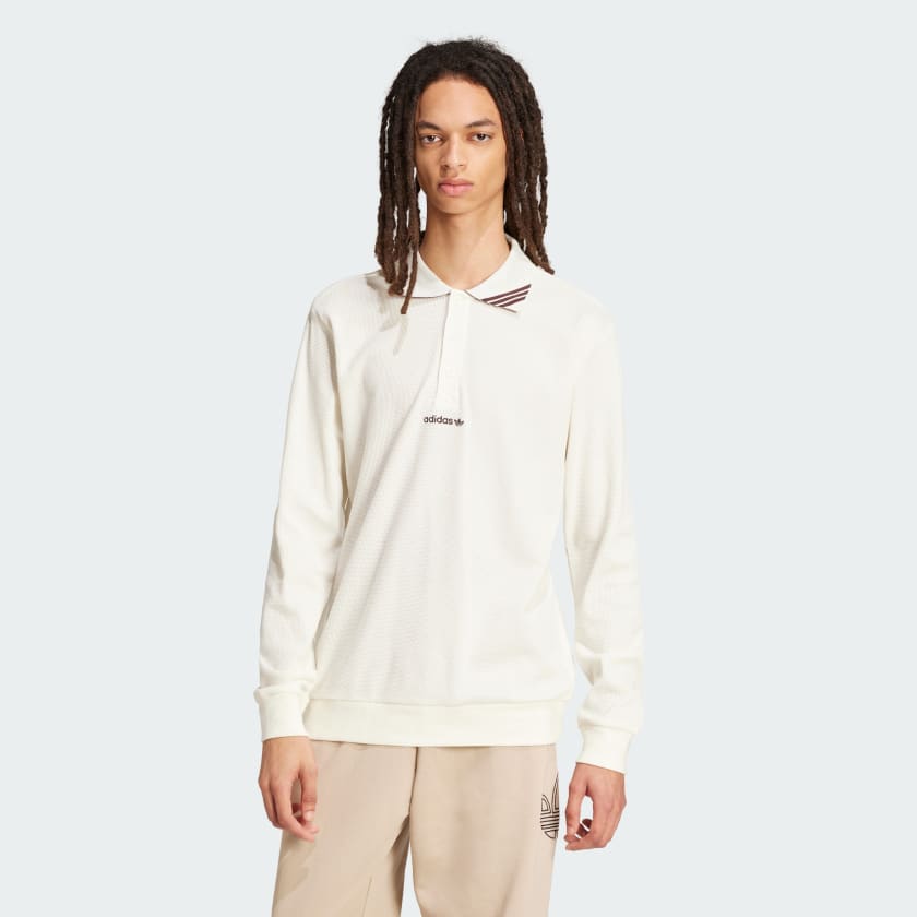 Black and white long sleeve polo discount