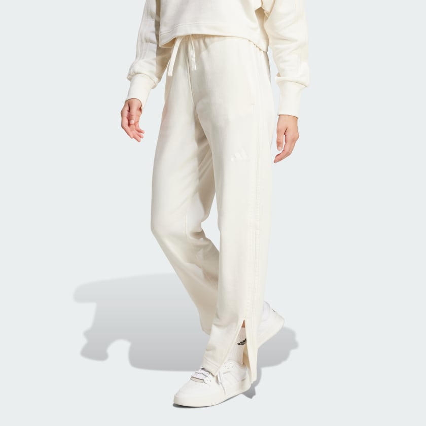 adidas ALL SZN French Terry 3 Stripes Straight Leg Pants White Free Shipping with adiClub adidas US