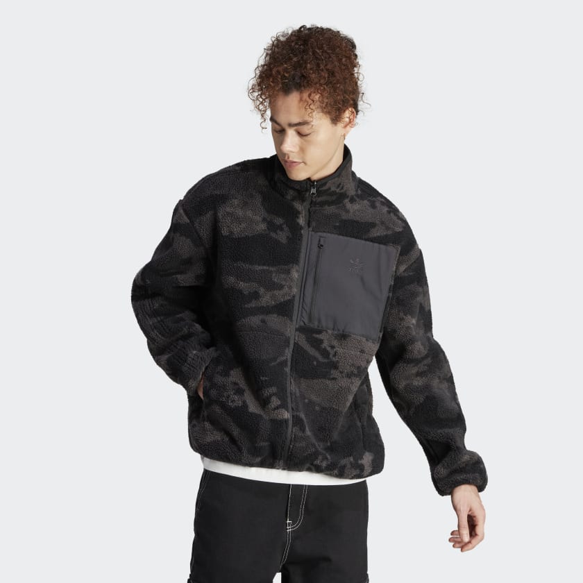 adidas Men's Graphics Camo Reversible Fleece Jacket - Black | Free ...