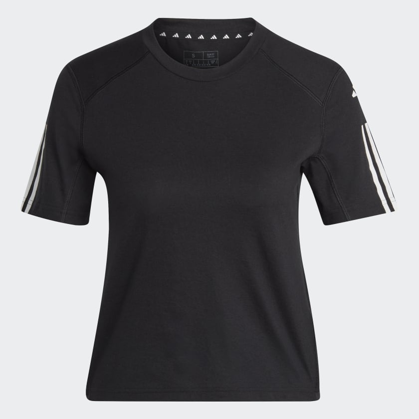 adidas Train Essentials Train Cotton 3 Stripes Crop Tee Black adidas Singapore