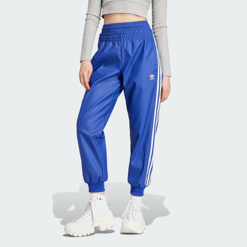 adidas Women's Lifestyle Faux Leather SST Track Pants - Blue adidas US