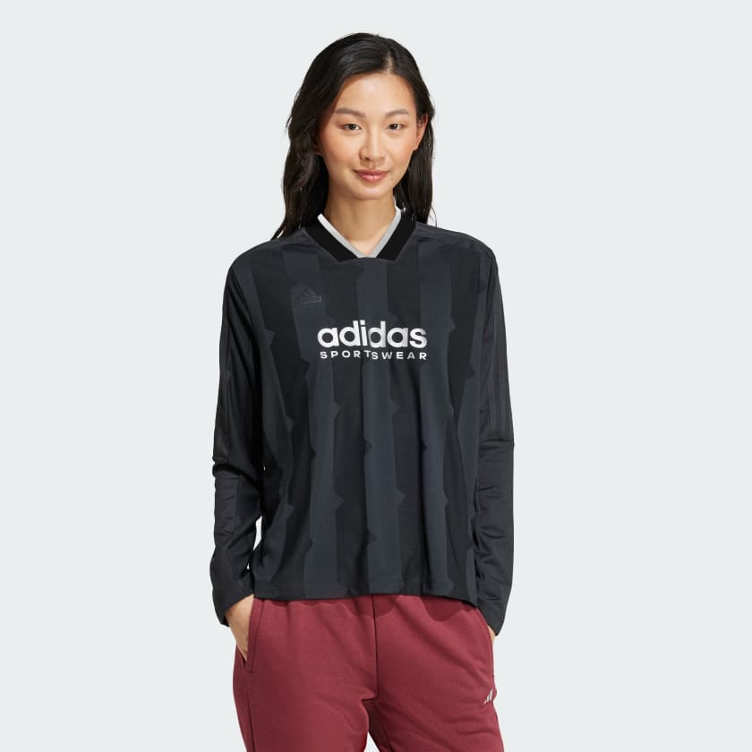 Adidas Women s Tiro 3 Stripes Jacquard T Shirt Black Size S