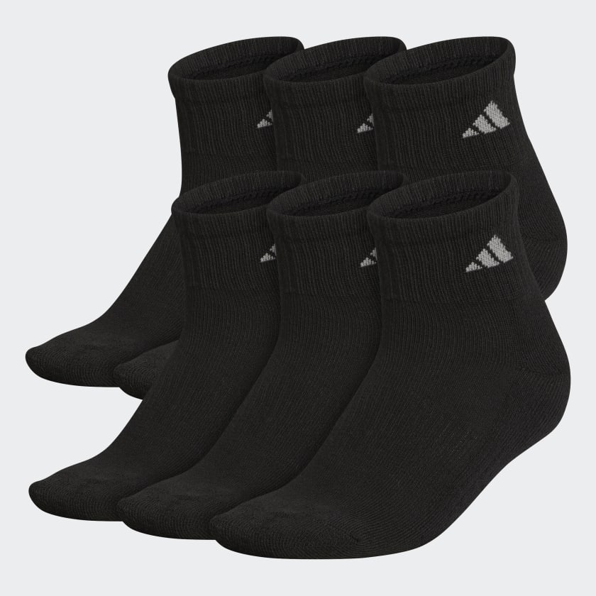 Athletic Cushioned Quarter Socks 6 Pairs - Black | Women training ...