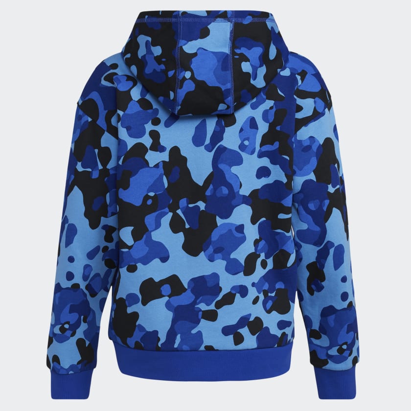 adidas Camo Allover Print Pullover Hoodie - Blue | Free