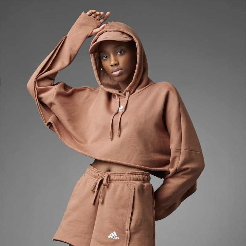 adidas Collective Power Cropped Hoodie Brown | Women's Lifestyle | adidas US