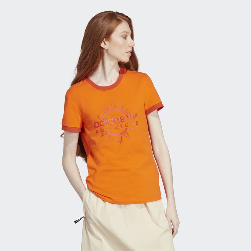 adidas Adventure Logo Slim Tee - Orange | Women's Lifestyle | adidas US