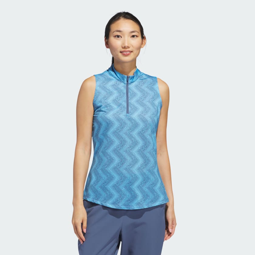 adidas Ultimate365 Ottoman Printed Sleeveless Polo Shirt Blue Free Shipping with adiClub adidas US