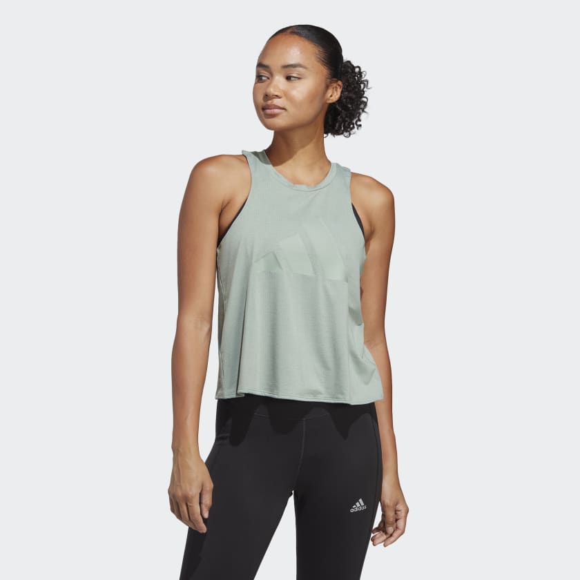 adidas Train Icons 3 Bar Logo Tank Top - Green | adidas Australia