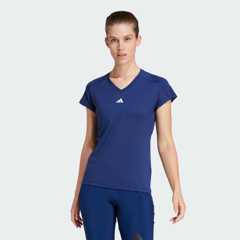 adidas AEROREADY Train Essentials Minimal Branding V Neck T Shirt Blau adidas Deutschland