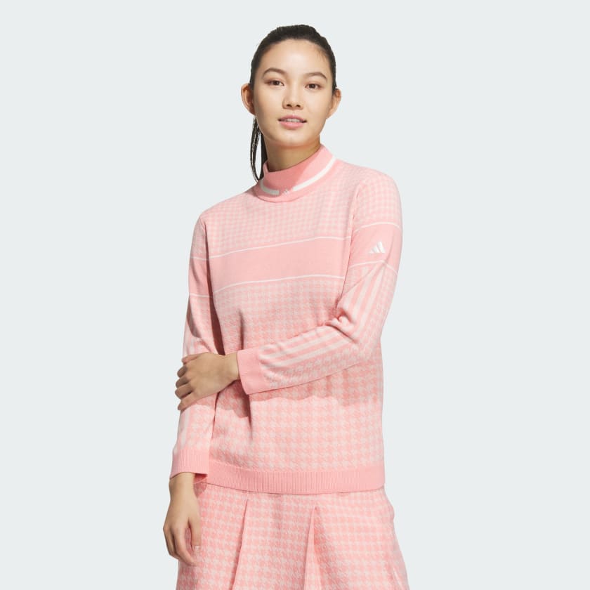 アディダス PRIMEKNIT ハウンドトゥース モックネック セーター - ピンク | アディダス ジャパン