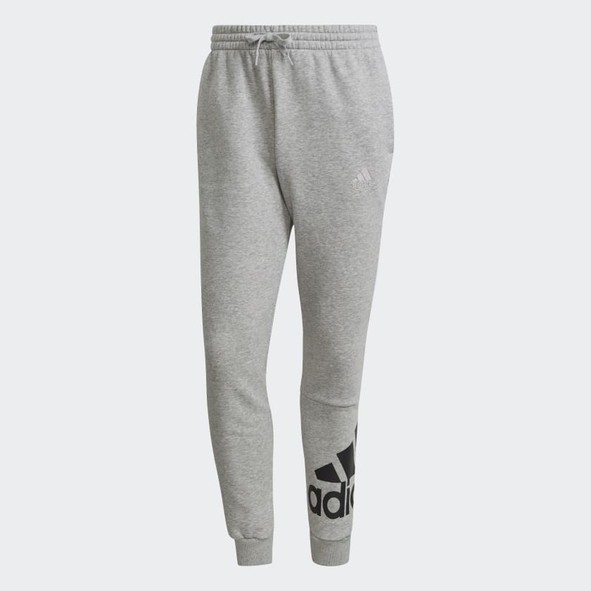 adidas Essentials Fleece Tapered Cuff Logo Pants - Grey, GK8969