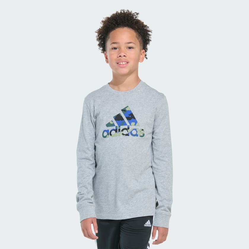 adidas LS FRANCE CAMO LOGO HTR TEE - Grey | Free Shipping with adiClub ...