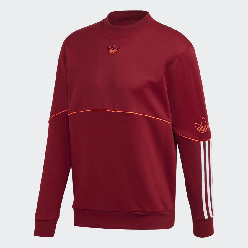 adidas Outline Crew Sweatshirt Red adidas New Zealand
