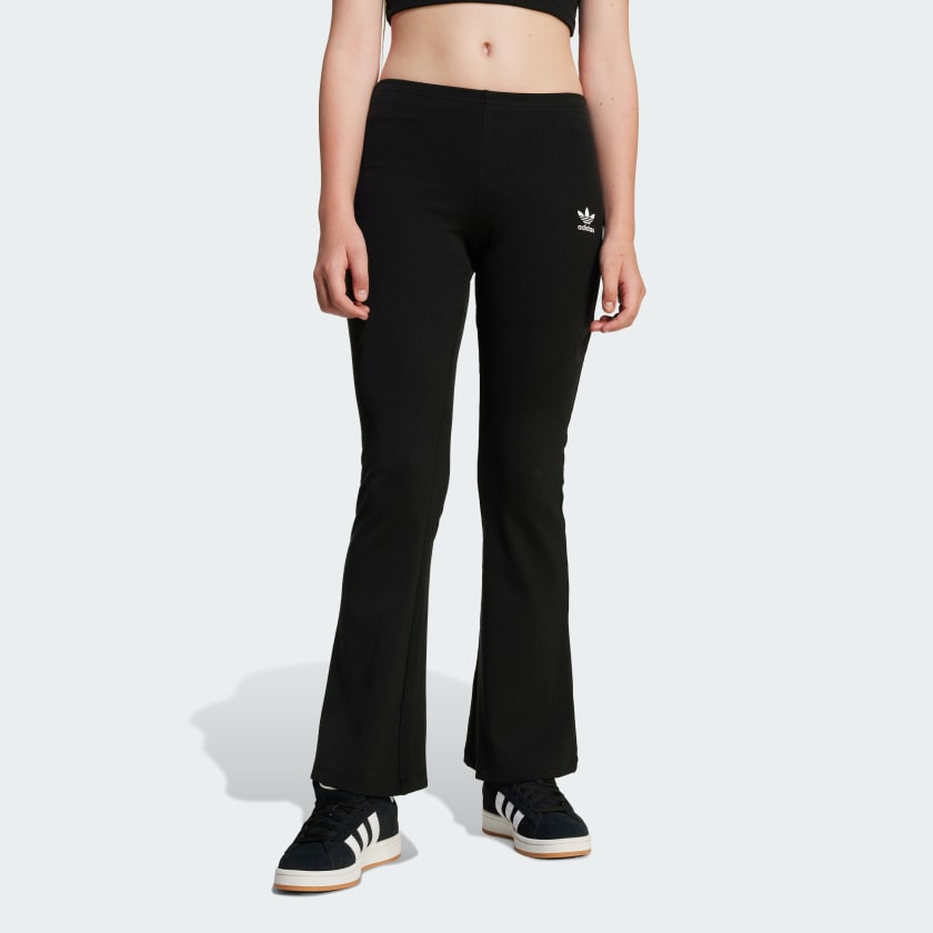 Adidas Originals Big Girls Ribbed Flared Pants Black Size XL