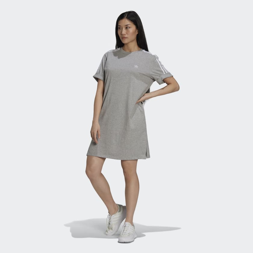 adidas Adicolor Classics Roll-Up Sleeve Tee Dress - Grey | H06775 ...
