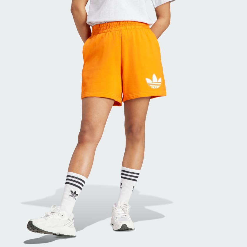 adidas Pearl Trefoil Loose Fit Shorts - Orange