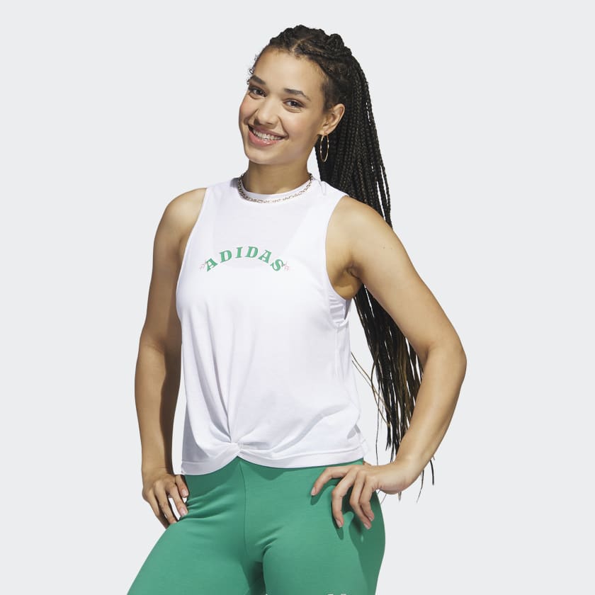 adidas Bloom Knotted Tank Top White adidas Thailand