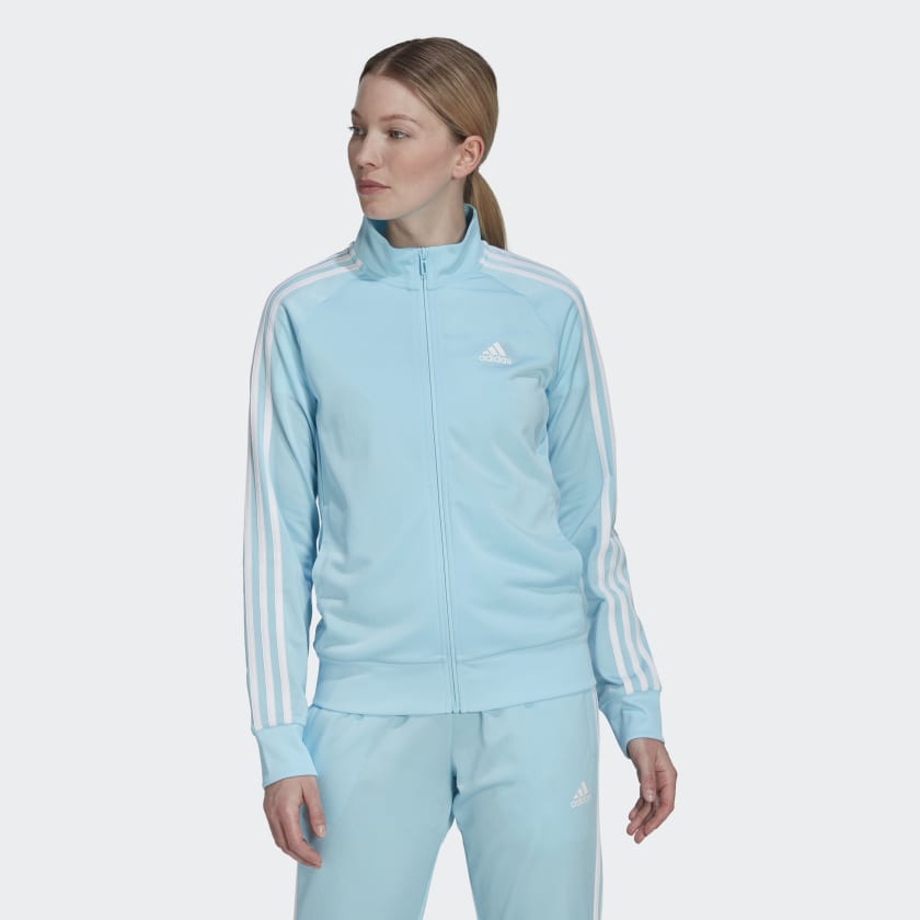 adidas Primegreen Essentials Warm-Up 3-Stripes Track Jacket - Blue | adidas Canada