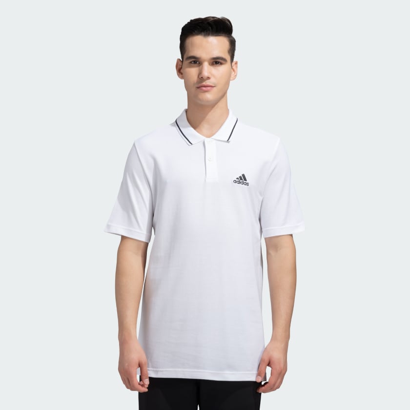 Adidas white polo t shirt deals