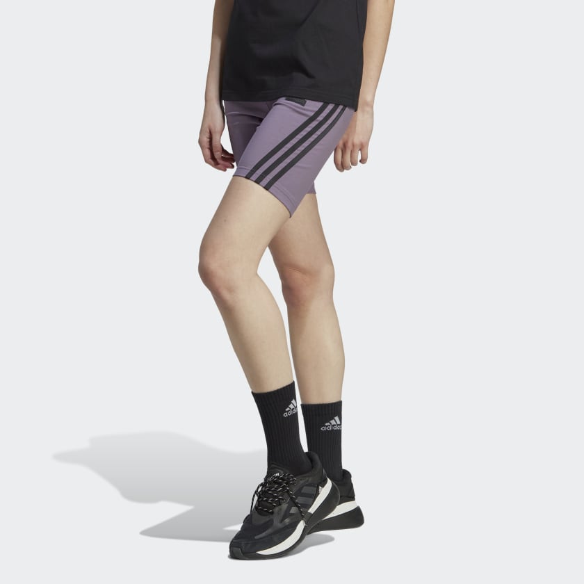 Shorts Adidas 3 Stripes Ciclismo Feminino - Preto+Branco