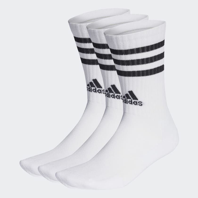 adidas 3-Stripes Cushioned Crew Training Socks 3 Pairs - White