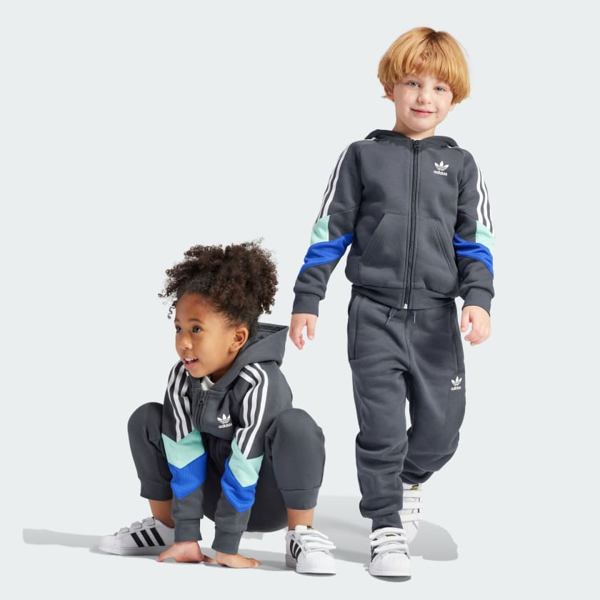 👕 Kids' adidas Rekive Full-Zip Hoodie Set - Grey | Kids' Lifestyle ...