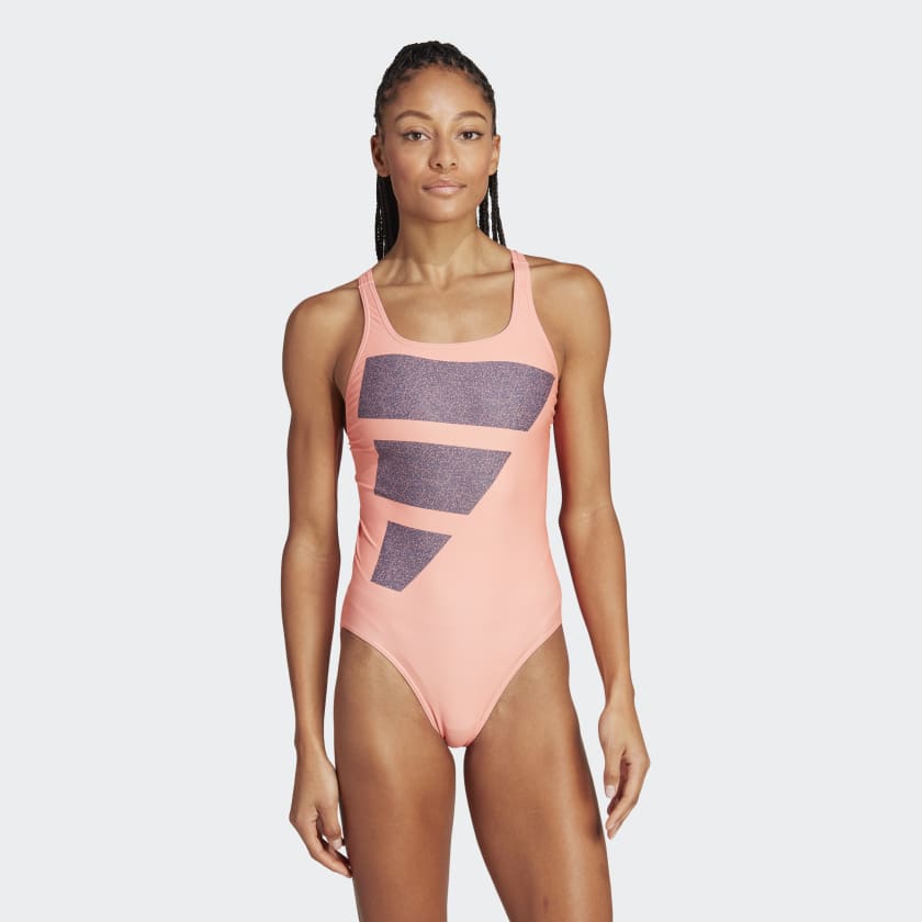 Tidsserier fritaget svinge adidas Big Bars Graphic Swimsuit - Orange | Women's Swim | adidas US
