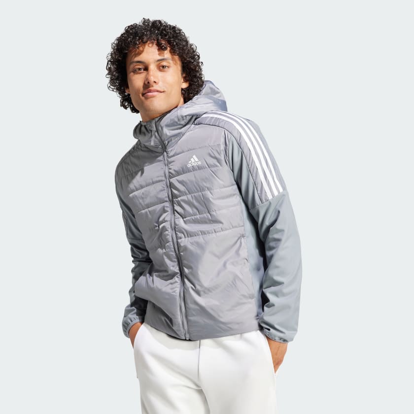 adidas Essentials Insulated Hooded Hybrid Jacket - Grey | adidas India