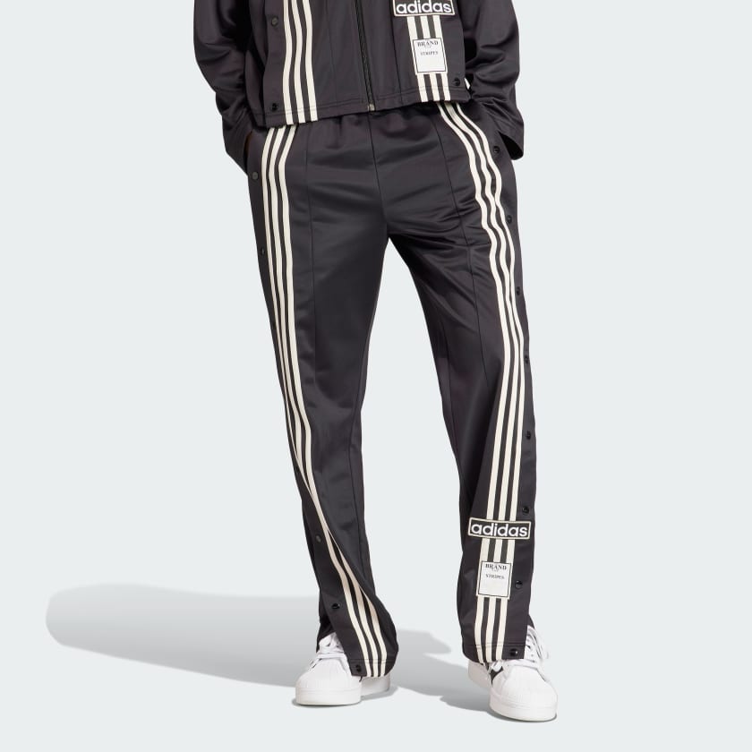 Side View Adidas Adibreak Track Pants in Black Carbon