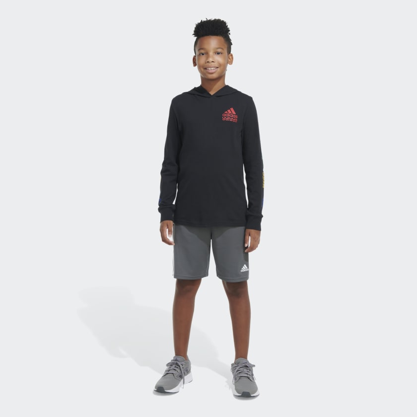 adidas Long Sleeve Echo Hooded Tee - Black | Kids' Training | adidas US