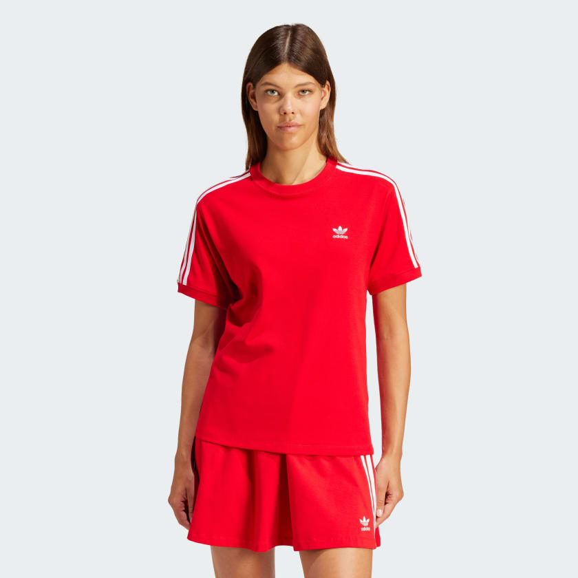 Adidas 3 stripes shirt rood clearance